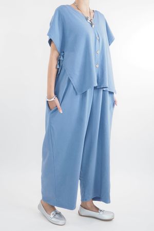 Made in Italy Toka Tie Side Gilet Denim Blue